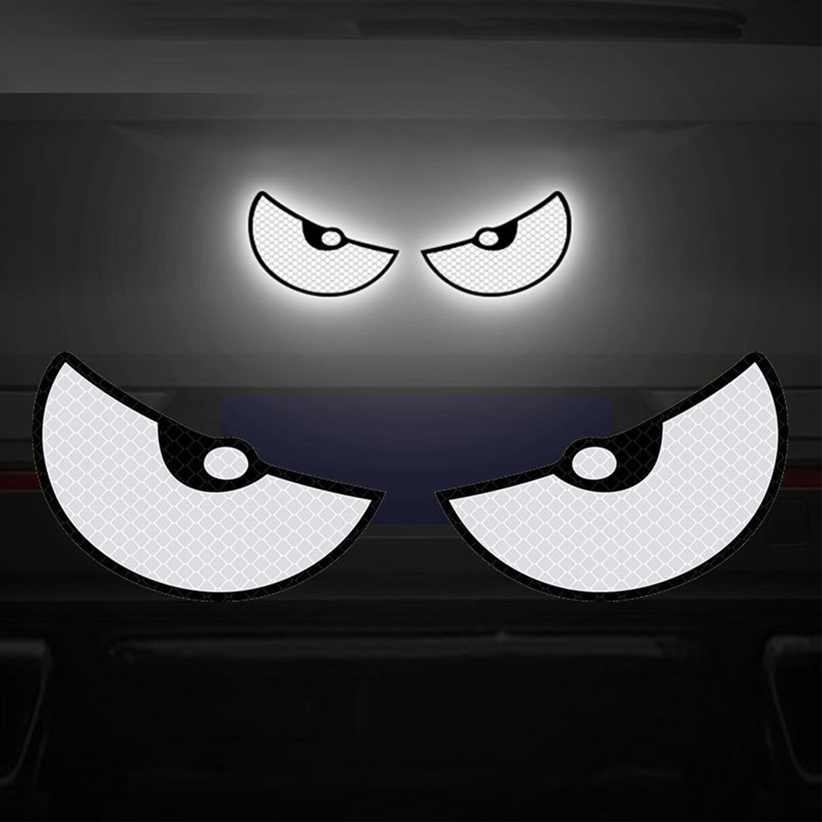 Car Devil Eye Reflective Sticker – Decorative Rear Bumper Decal (Pack of 2)