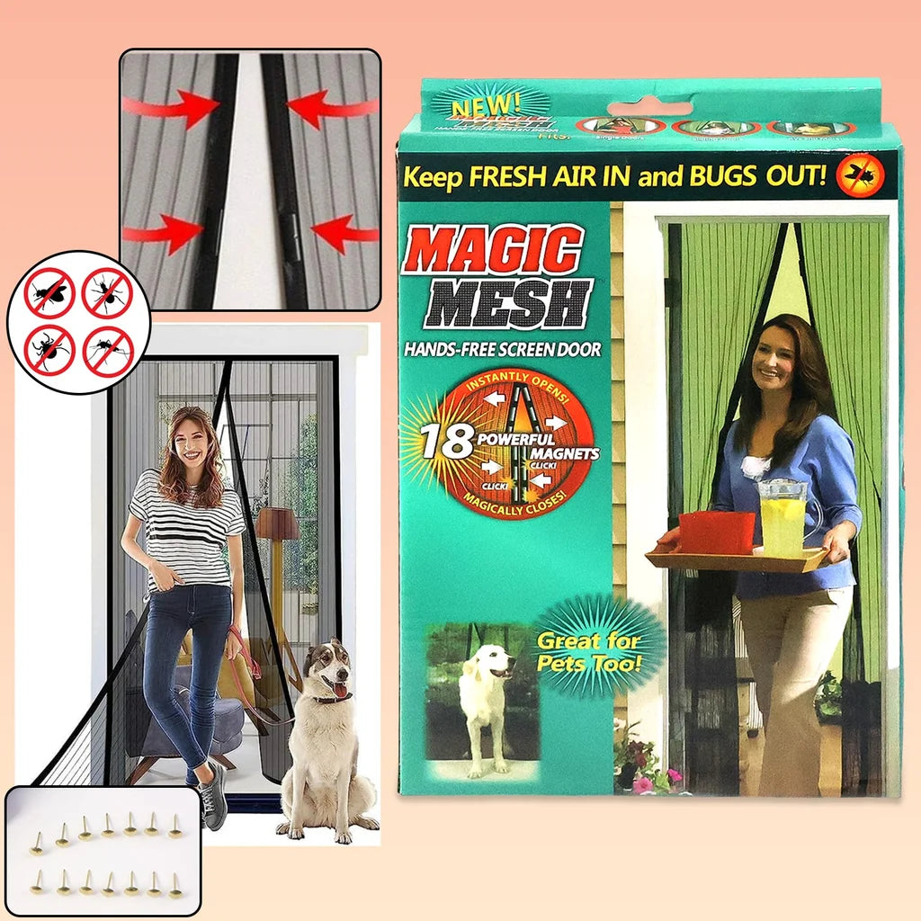 Magic Mesh Hands-Free Screen Door Instant Opening (1 Set)