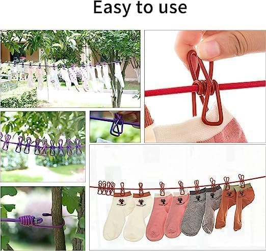 Cloth Drying Rope with Hooks (Pack of 2)