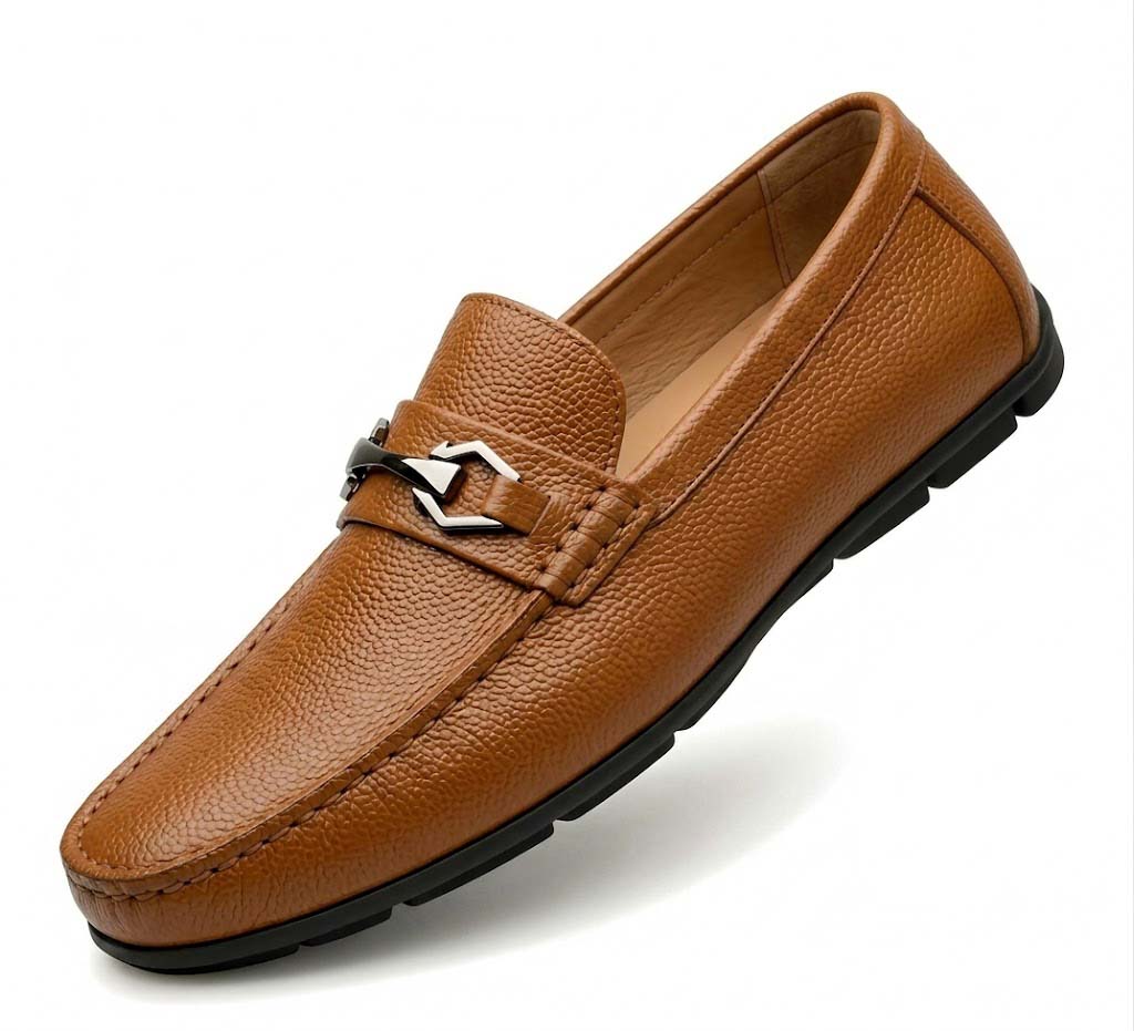 Latest Modern Design Casual Loafers for Men & Boys | Slip-On Daily Wear Shoes (Dot-Tan -8)