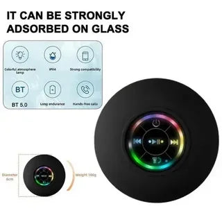 Portable Waterproof Bluetooth Shower Speaker with LED Light & Suction Cup