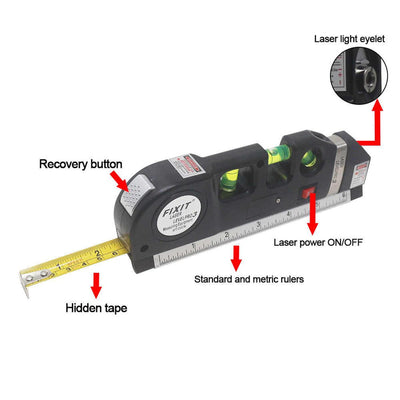 5-in-1 Laser Level with Measuring Tape – Multi-Purpose Alignment Tool