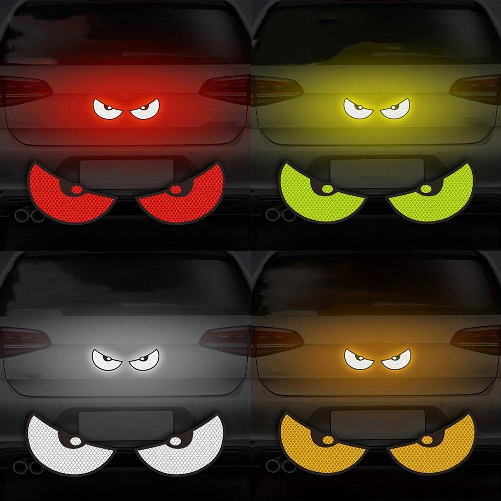 Car Devil Eye Reflective Sticker – Decorative Rear Bumper Decal (Pack of 2)