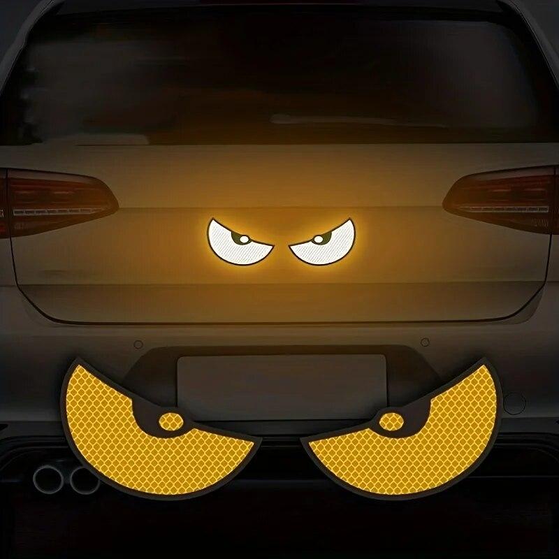 Car Devil Eye Reflective Sticker – Decorative Rear Bumper Decal (Pack of 2)