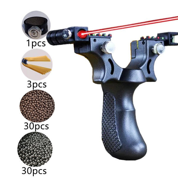 Wrist-Braced Slingshot with Laser Sight
