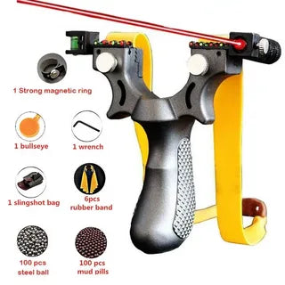 Wrist-Braced Slingshot with Laser Sight