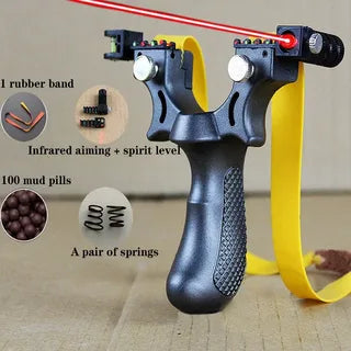 Wrist-Braced Slingshot with Laser Sight