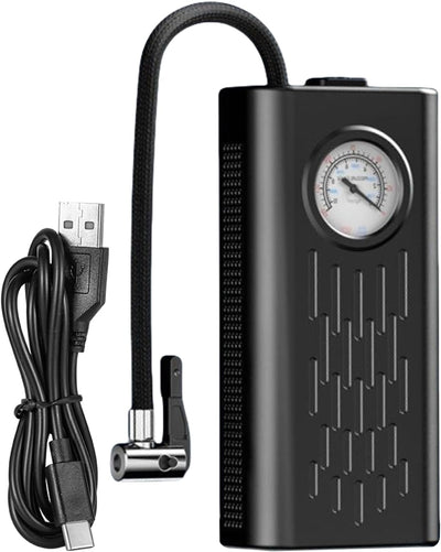 Portable Electric Air Compressor – USB Rechargeable Tire Inflator with Digital Pressure Gauge