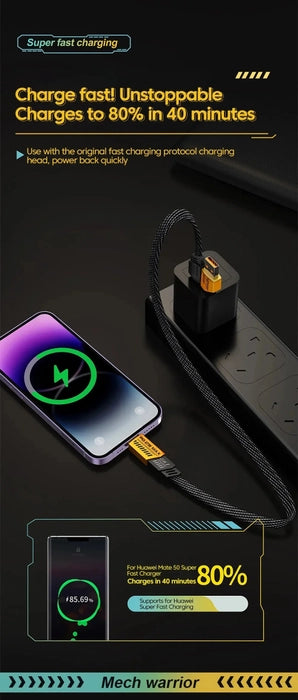 65W USB Type-C Fast Charging Cable – High-Speed Data & Charging Cable
