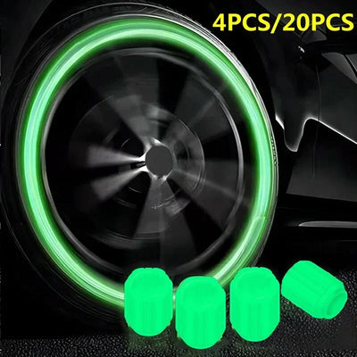 Glow in the Dark Car Tire Valve Caps – Universal Luminous Wheel Air Valve Covers (Set of 8)