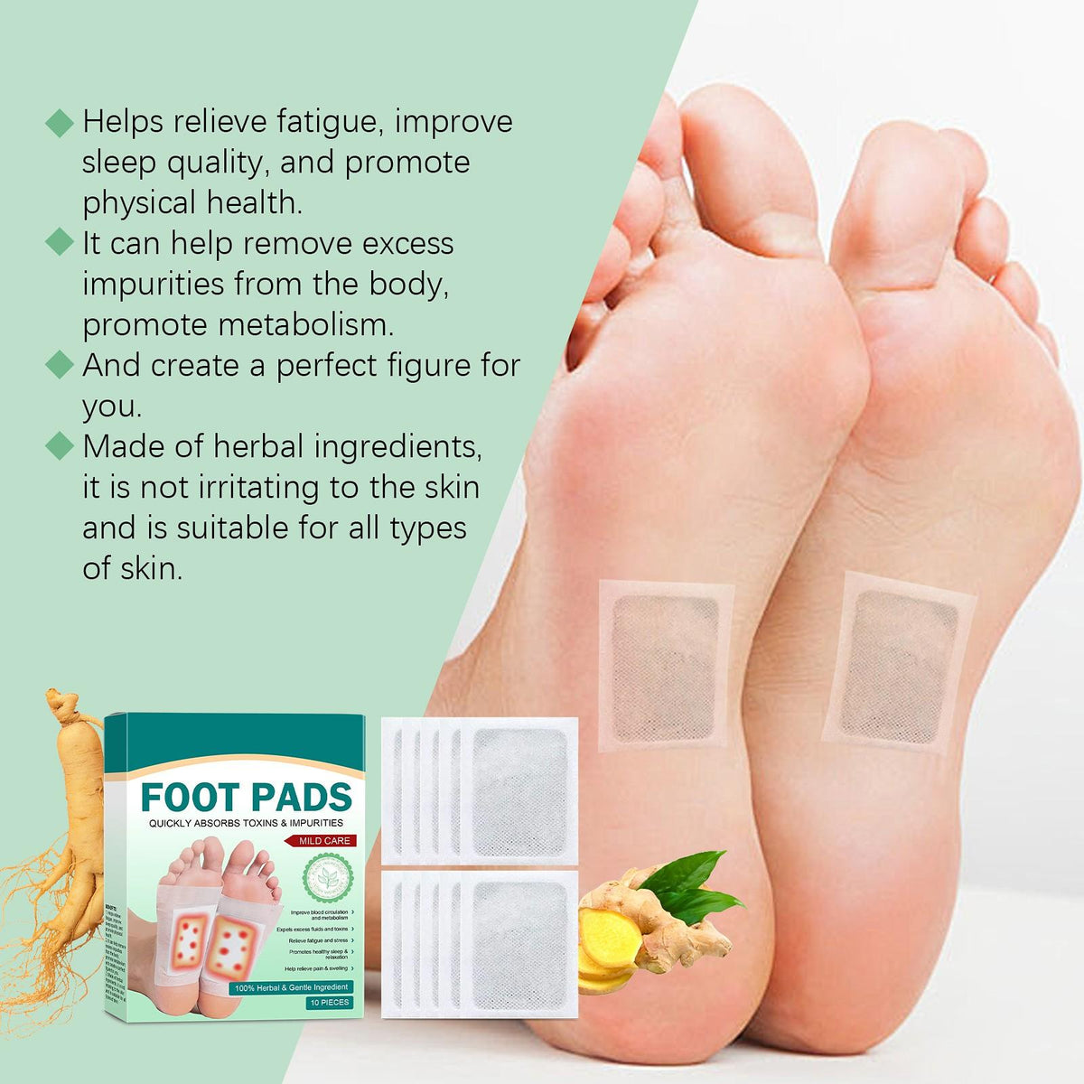 Herbal Detox Foot Pads 10pcs(1Pack)