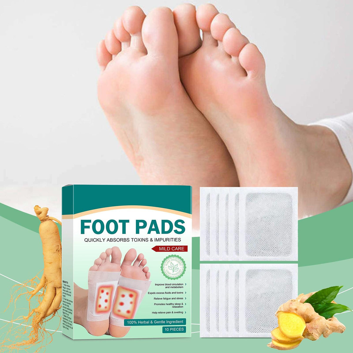 Herbal Detox Foot Pads 10pcs(1Pack)