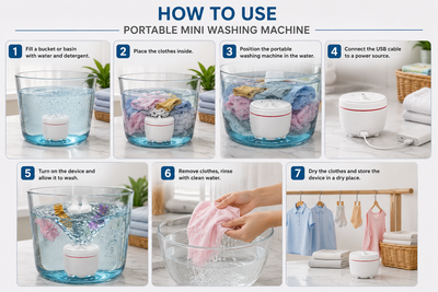 Portable Mini Washing Machine – USB Powered Ultrasonic Turbo Washer for Travel & Small Laundry