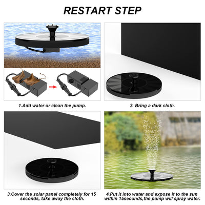 1.4W Solar Floating Fountain Pump with 7 Spray Nozzles for Bird Bath, Pond & Garden