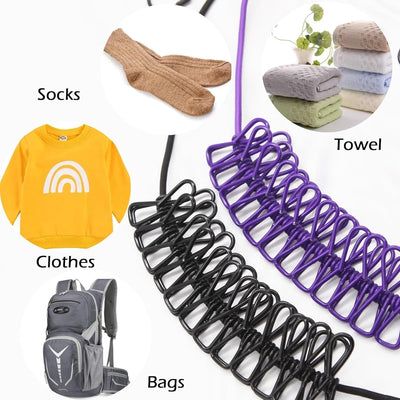 Cloth Drying Rope with Hooks (Pack of 2)