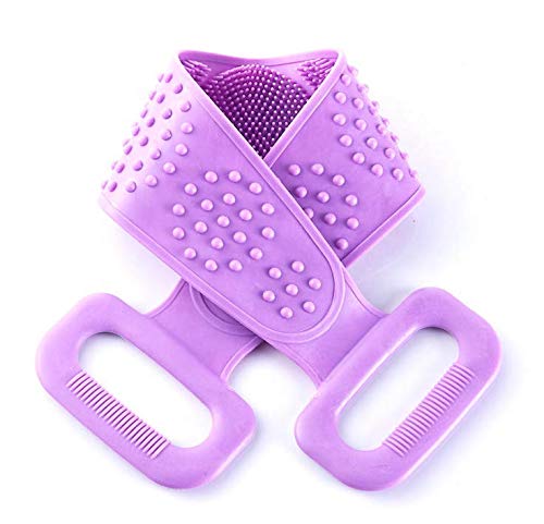 Silicone Bath Body Scrubber Belt with Dual-Sided Massage Brush for Shower & Exfoliation, 1 Pc