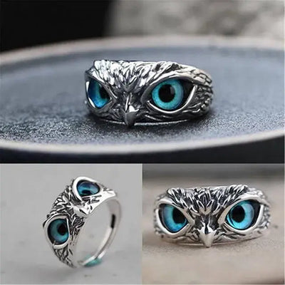 Silver Plated Owl Eye Ring for Men & Women