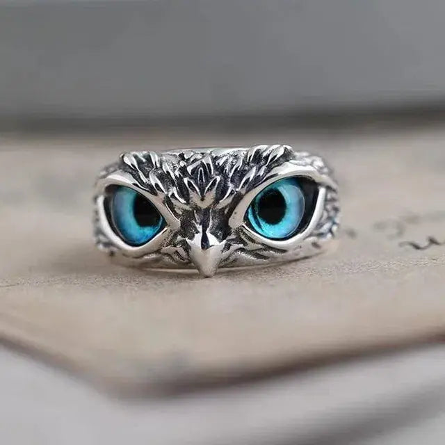 Silver Plated Owl Eye Ring for Men & Women