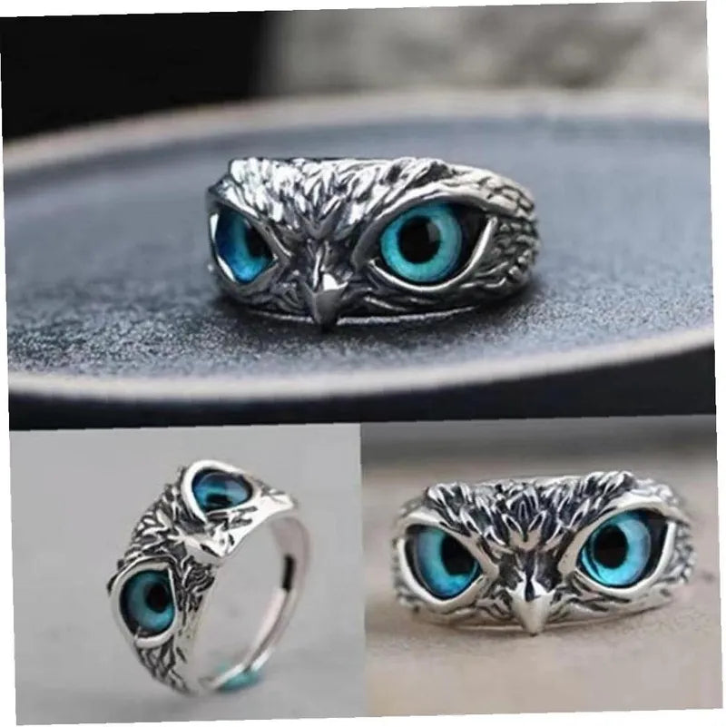 Silver Plated Owl Eye Ring for Men & Women
