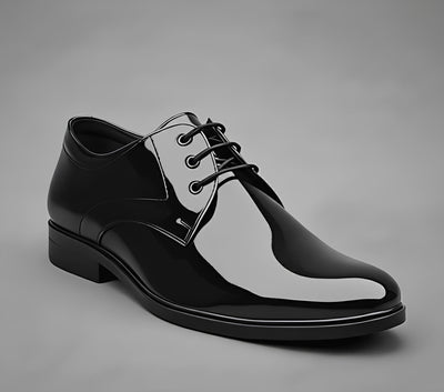 WUGO:: Men's Black Patent Leather Derby Formal Shoes (Size-7)