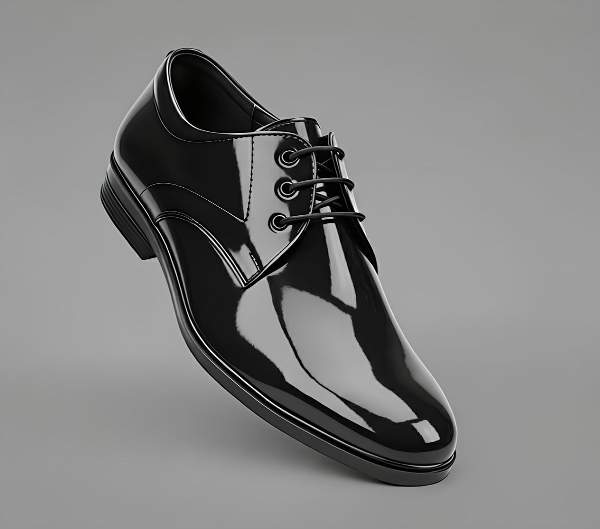 WUGO:: Men's Black Patent Leather Derby Formal Shoes (Size-7)