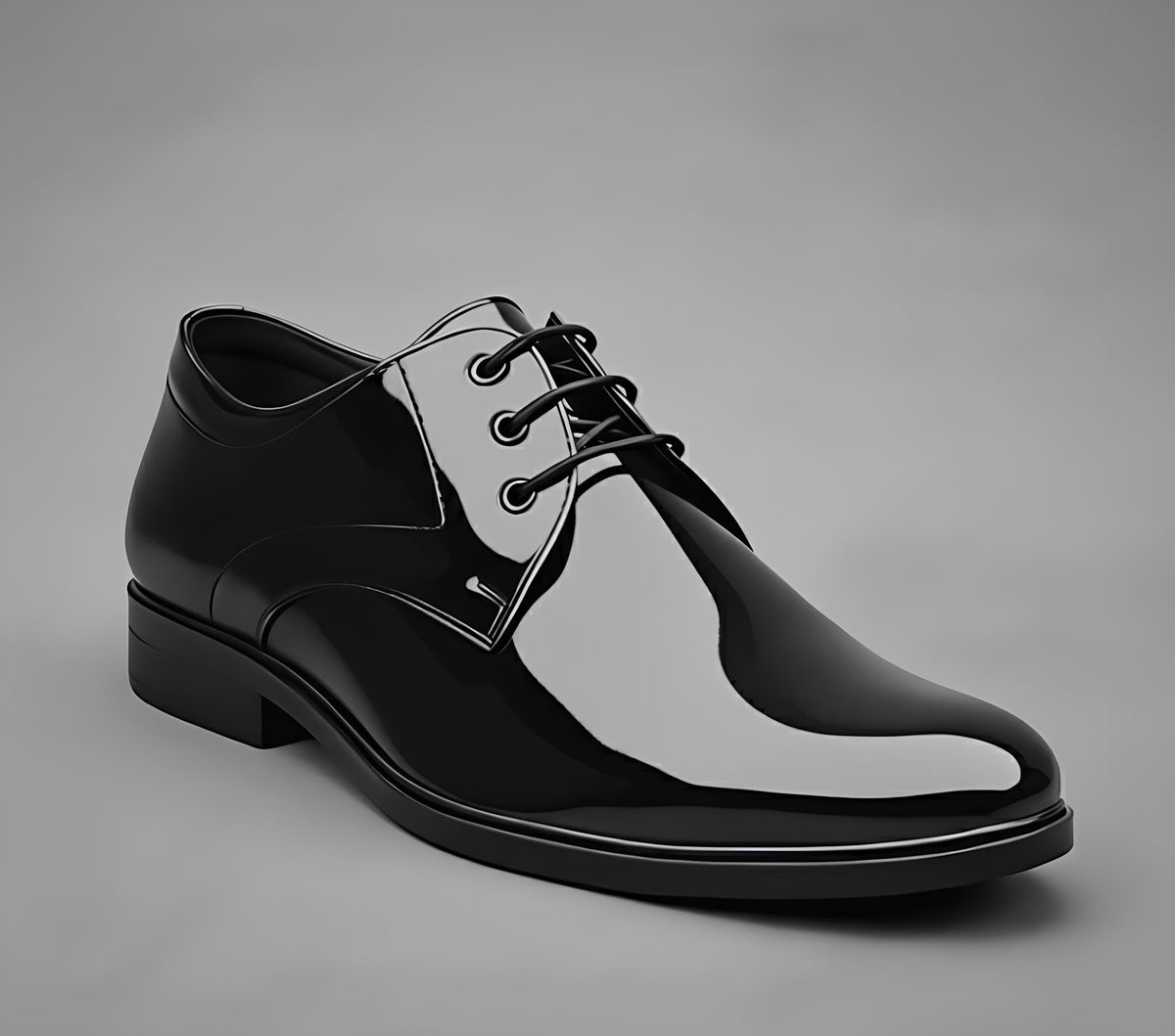 WUGO:: Men's Black Patent Leather Derby Formal Shoes (Size-8)