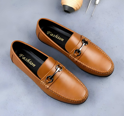 Latest Modern Design Casual Loafers for Men & Boys | Slip-On Daily Wear Shoes (TAN -8)