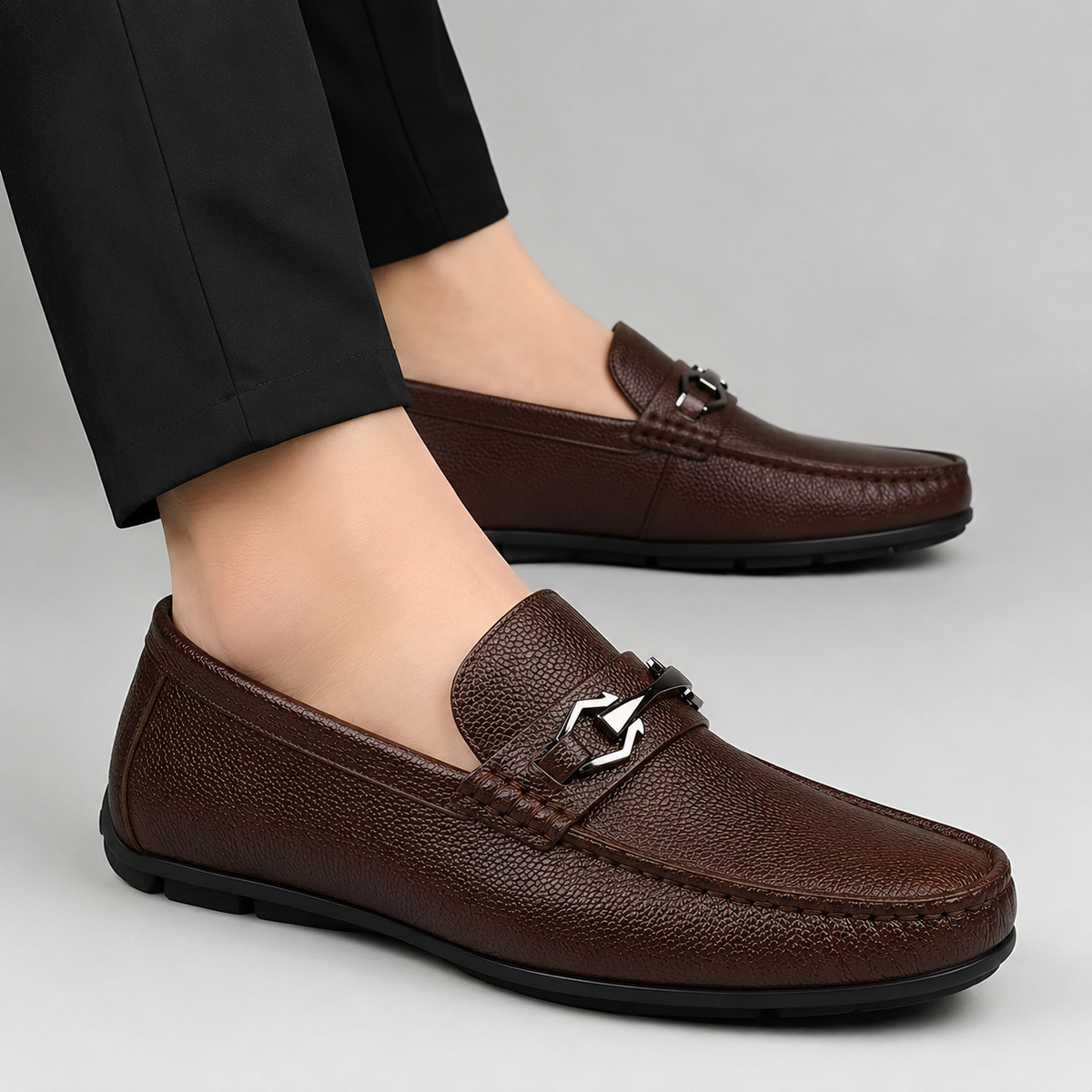 Latest Modern Design Casual Loafers for Men & Boys | Slip-On Daily Wear Shoes (Dot-Brown -7)