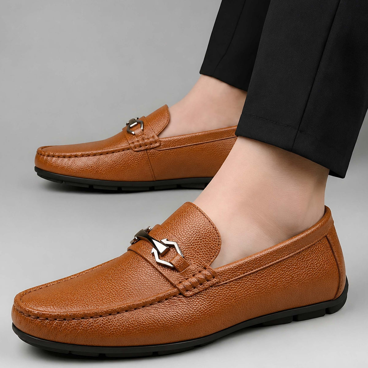 Latest Modern Design Casual Loafers for Men & Boys | Slip-On Daily Wear Shoes (Dot-Tan -8)
